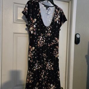 Derek Heart Floral Dress - Light Blue and White